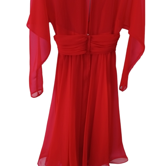 Vintage Farinae Red Rose Dress - Picture 8 of 14